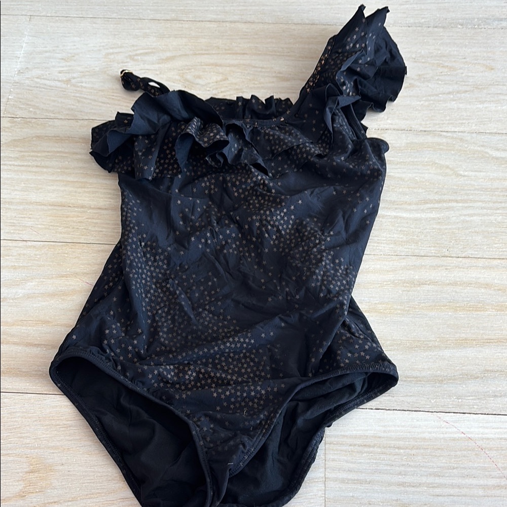 PILYQ Black Ruffled One-Shoulder Swimsuit Kid’s Size 12